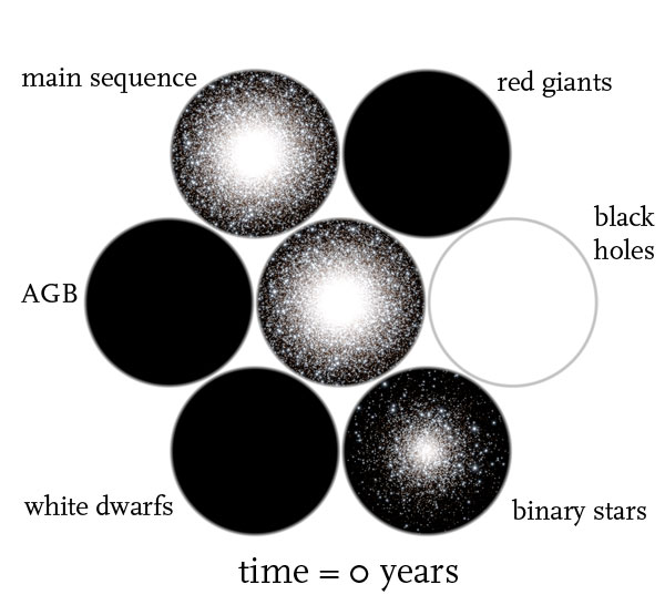 globular cluster simulation time = 0