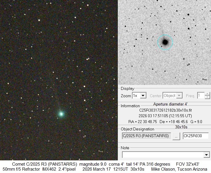 Comet C/2025 R3 (PANSTARRS) with a tail - Sky & Telescope