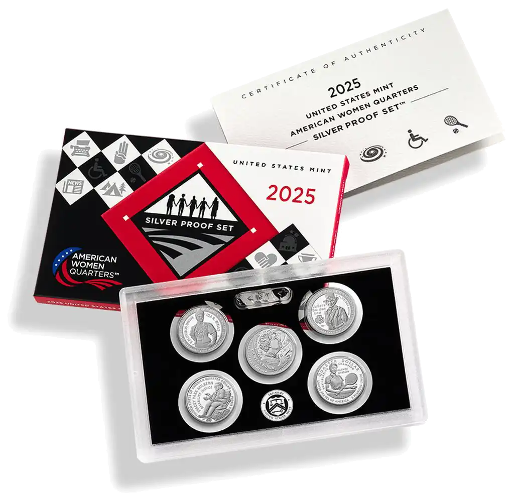 Proof set of five new quarter coins featuring American women