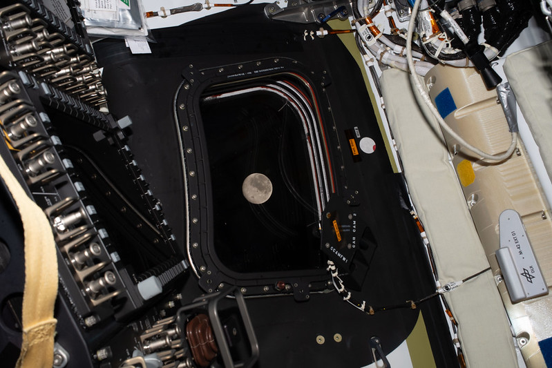 Day 5 view of the Moon through the spacecraft window