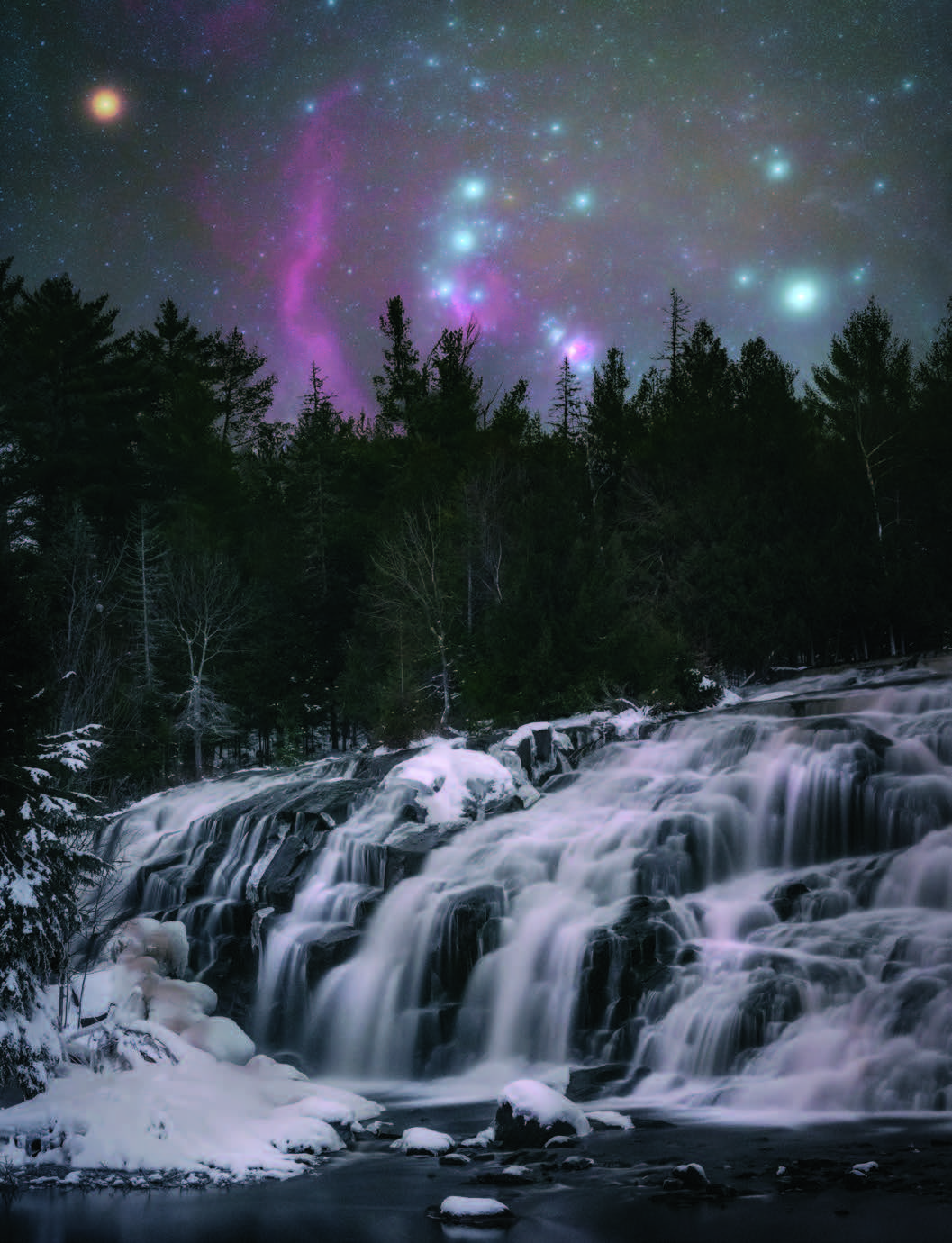 Orion above waterfall