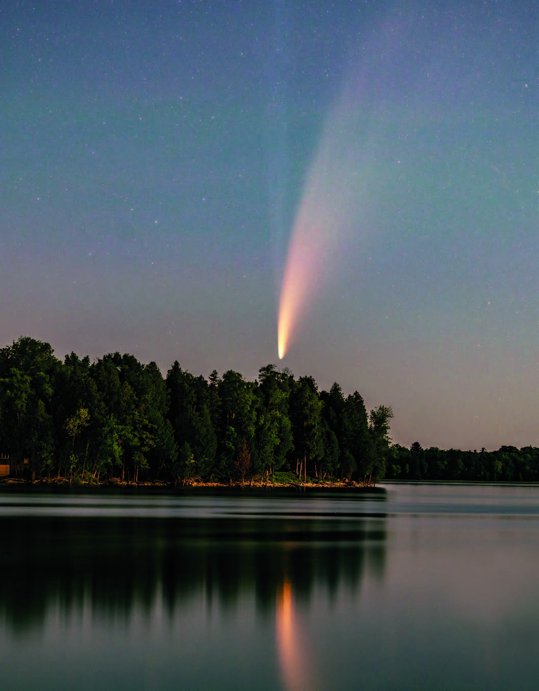 Comet NEOWISE over a lake