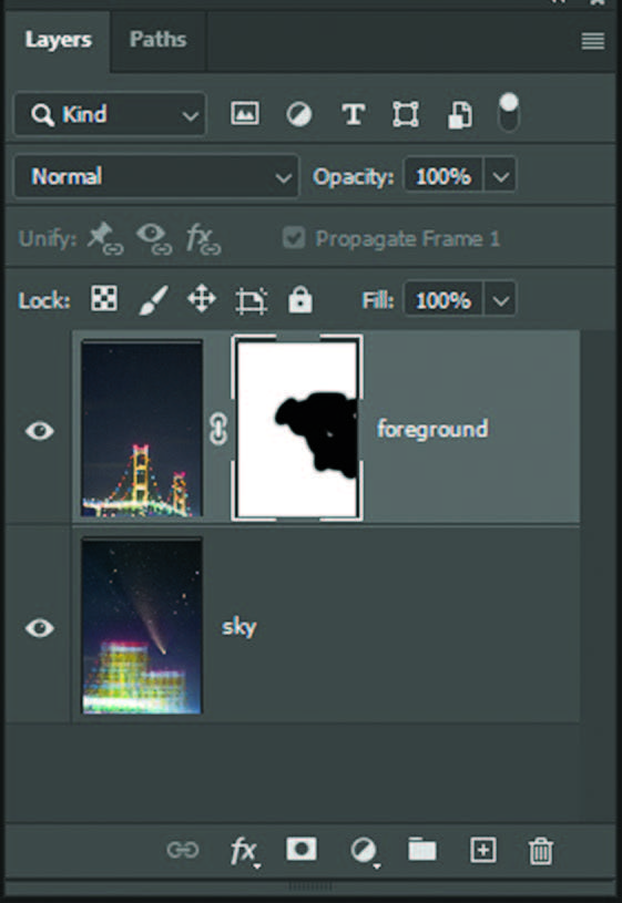 screenshot of software used to combine images