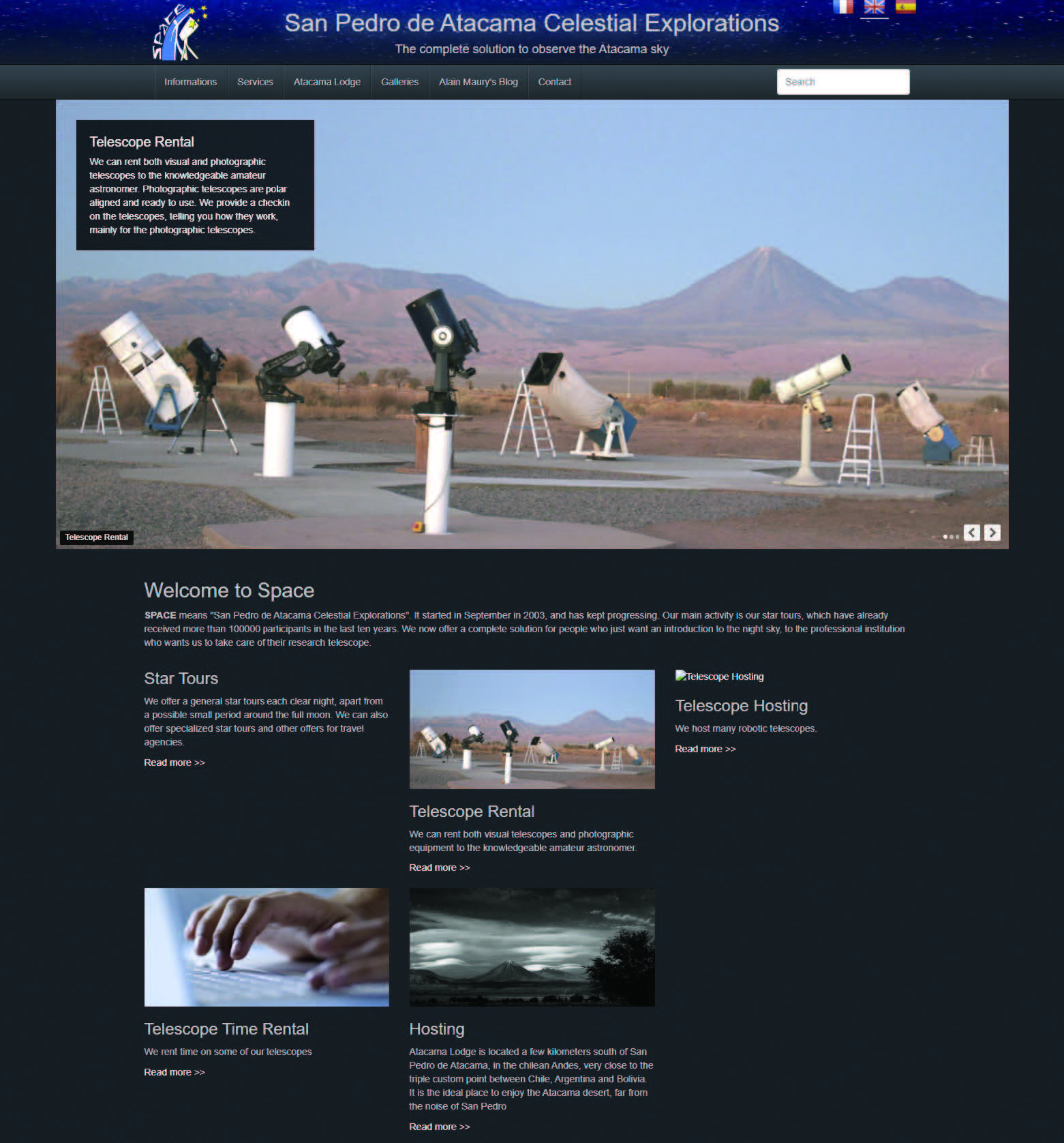 Remote observing website