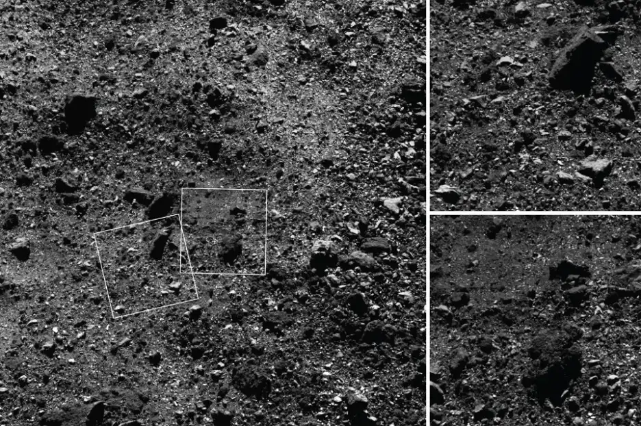 Examples of Bennu's surface showing jagged boulders