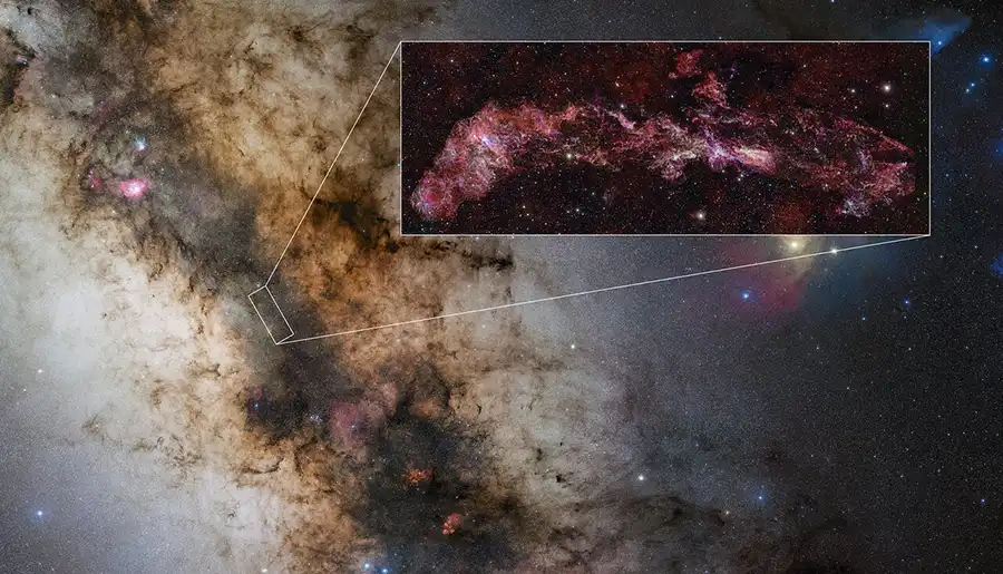Inset pinpoints location of CMZ within a wider-field image