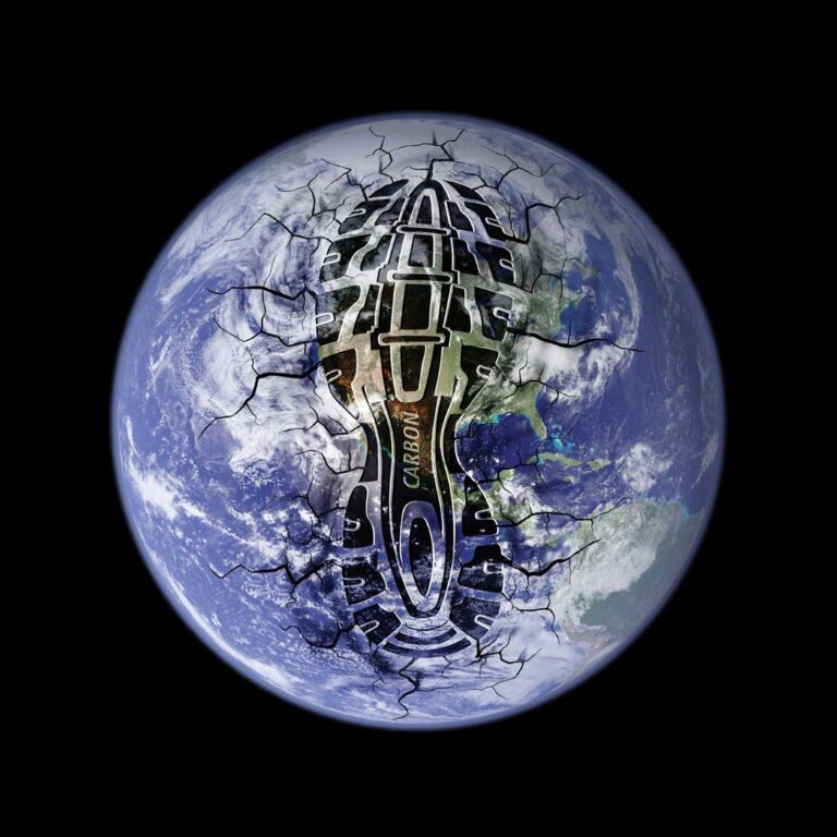 an earth with a footprint on it
