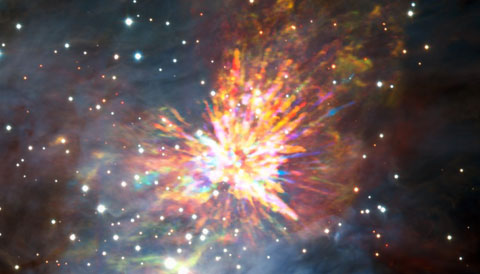 Stellar fireworks in Orion