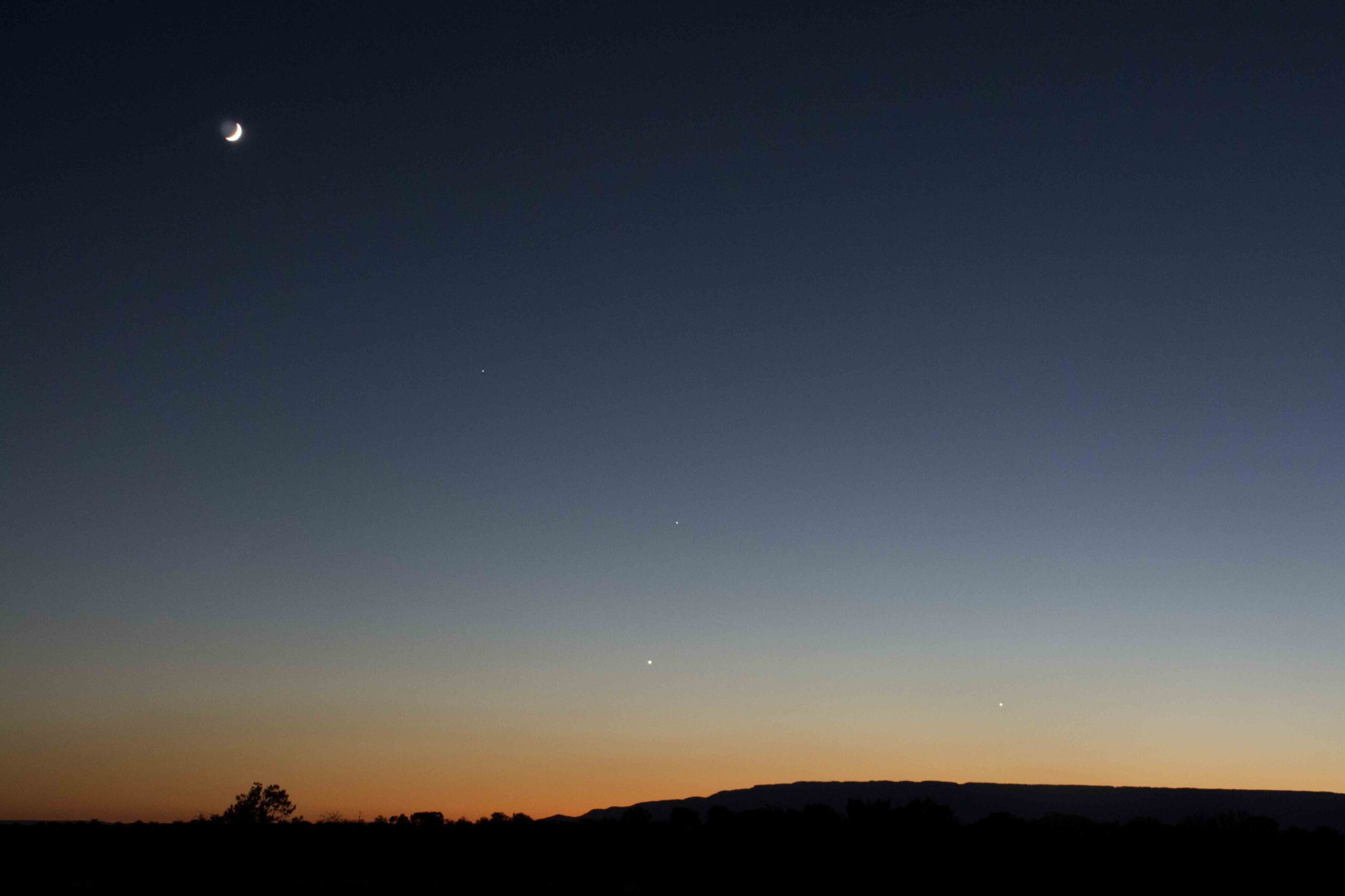 Moon, Mars, Regulus, Venus, Mercury over Grand Mesa - Sky & Telescope