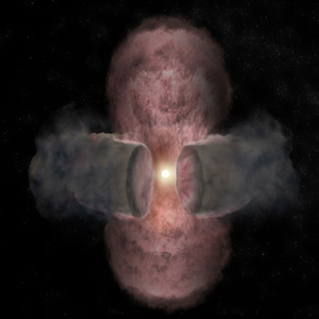 Dusty torus collimates wind