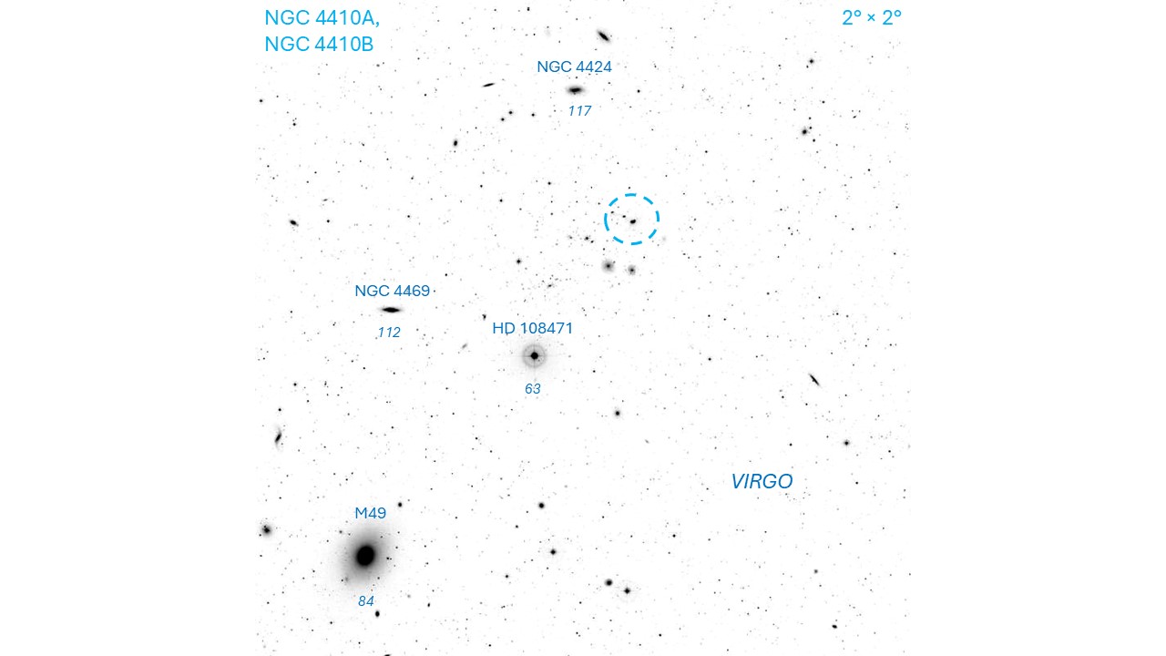 Finder chart for NGC 4410A/NGC 4410B for the Going Deep column in the May 2026 issue