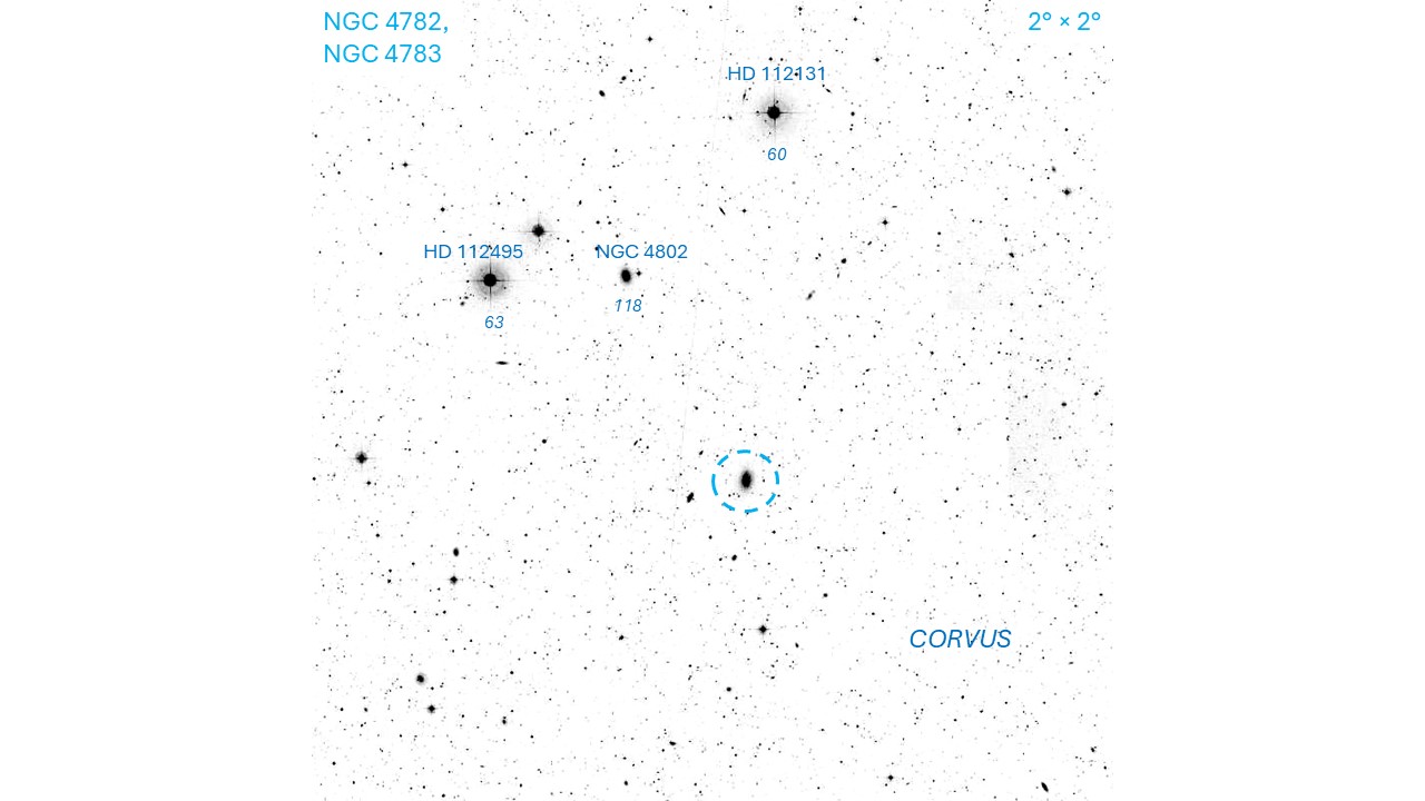 Finder chart for NGC 4782/NGC 4783 for the Going Deep column in the May 2026 issue