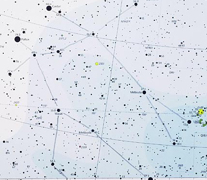 Gemini on Sky Atlas 2000.0