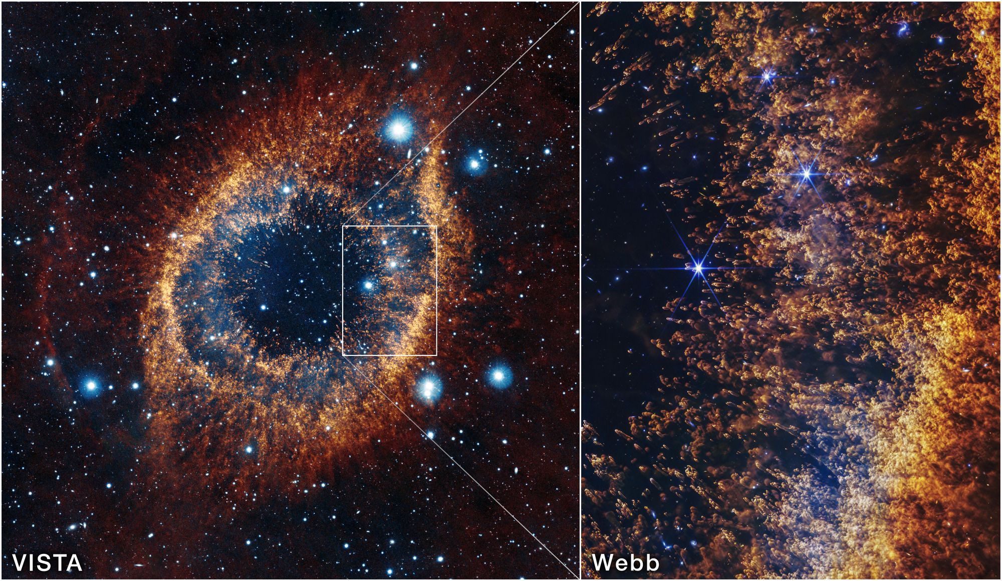 Context image, showing the location of JWST's image on the right (eastern) edge of the larger Helix Nebula