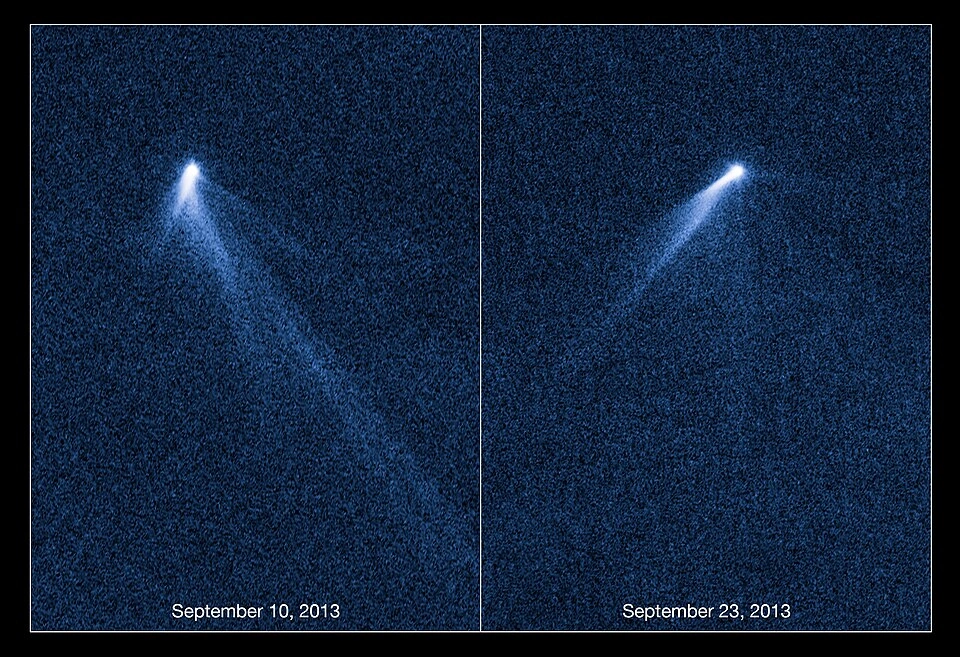 Comet images show a fuzzy head and extended multi-part tail