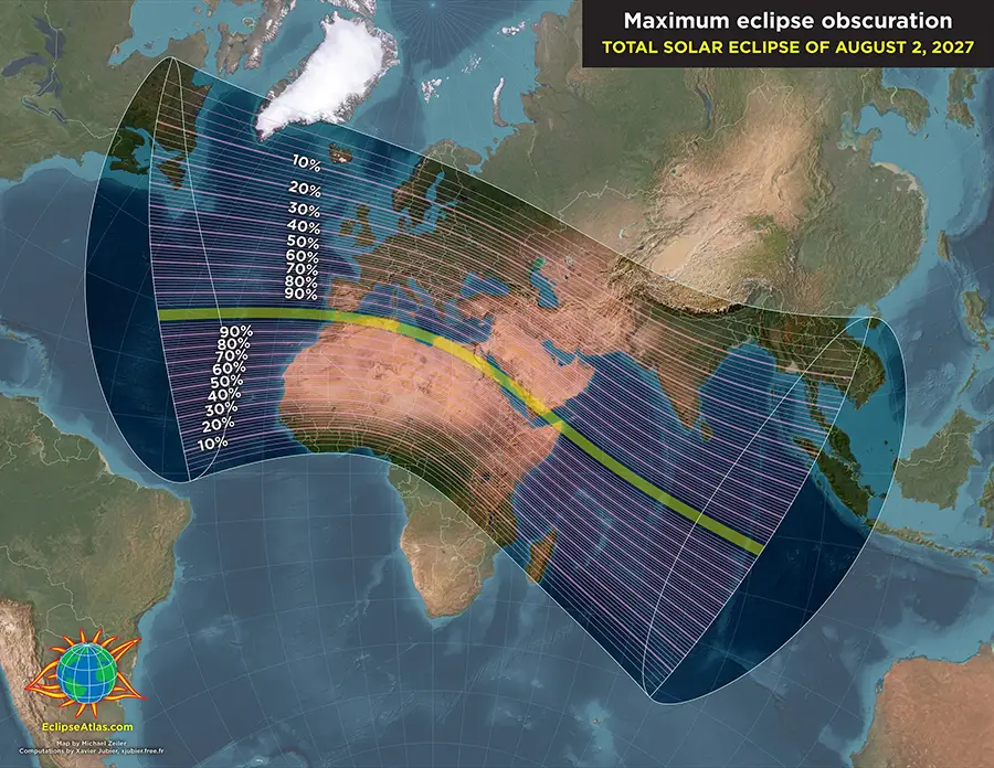 Map of eclipse track