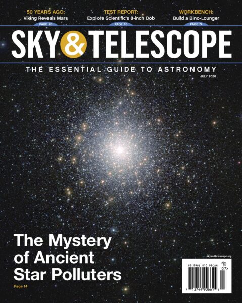 The cover of the July 2026 issue featuring a globular cluster