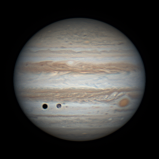 Jupiter with Ganymede and shadow, Jan. 14, 2026