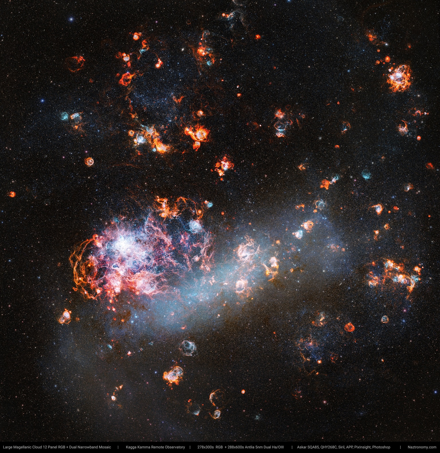 Narrowband: 71 hour, 12 panel Mosaic of of the Large Magellanic Cloud  