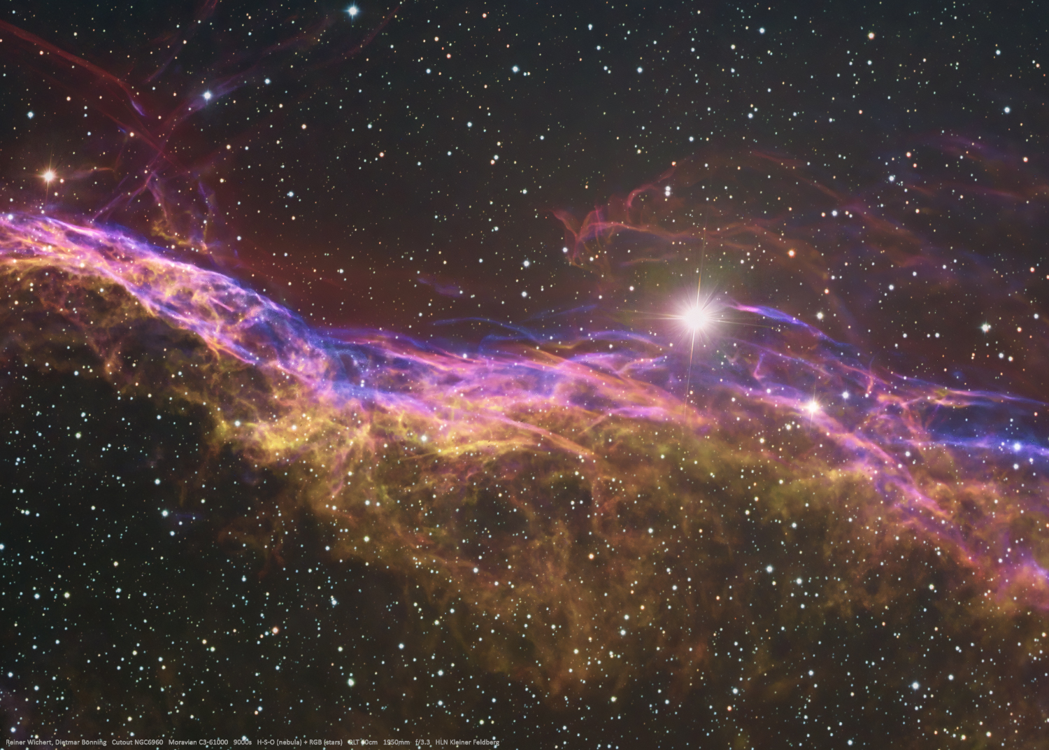 NGC6960 (Western Veil Nebula) - Cutout HSO version - Sky & Telescope