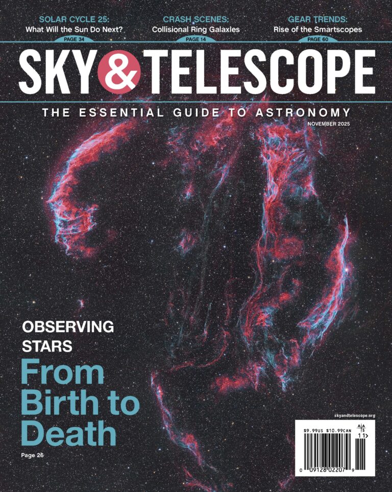 The cover of the November 2026 issue of S&T with the Cygnus loop