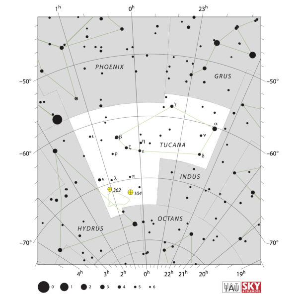 constellation map of Tucana