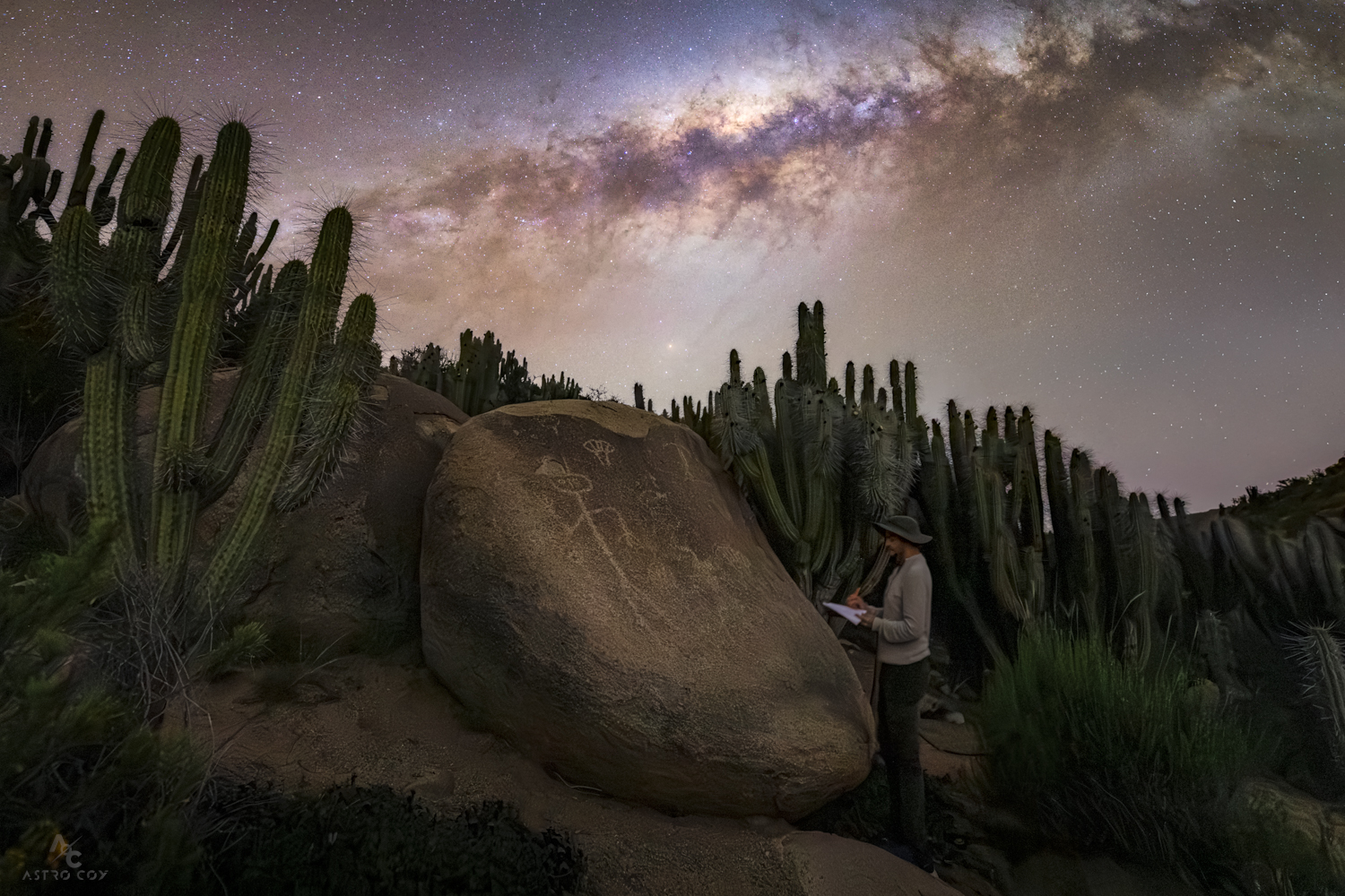 Petroglyphs and Milky Way  
