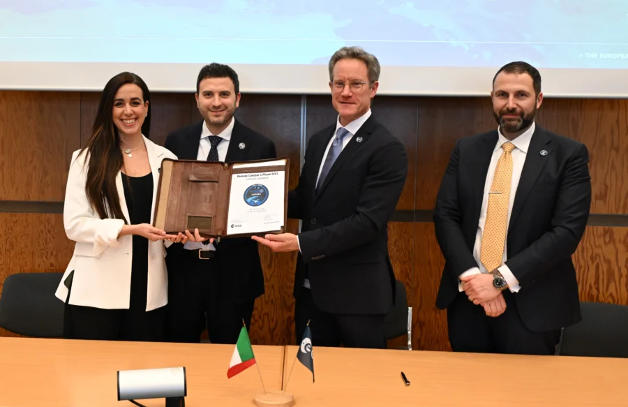 Photo of signatories for the Farinella CubeSat, accompanying RAMSES