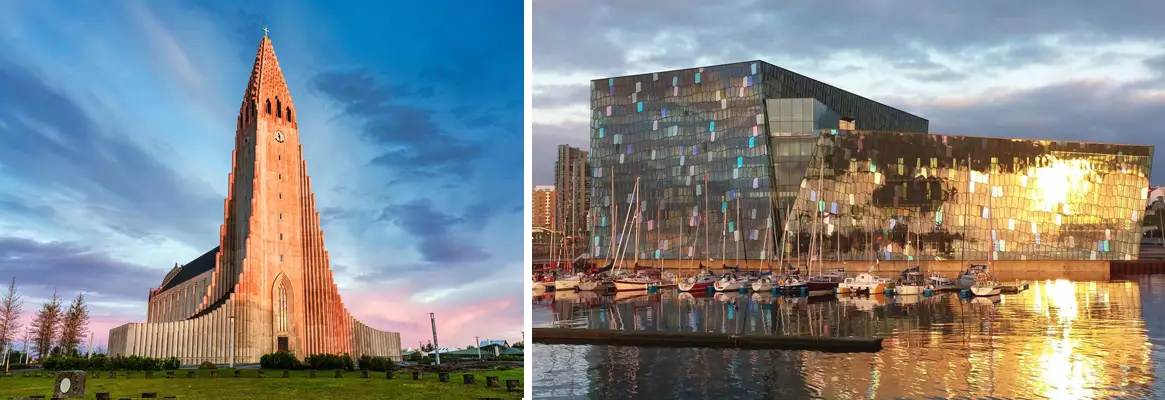 Hallgrimskirkja and Harpa in Reykjavik
