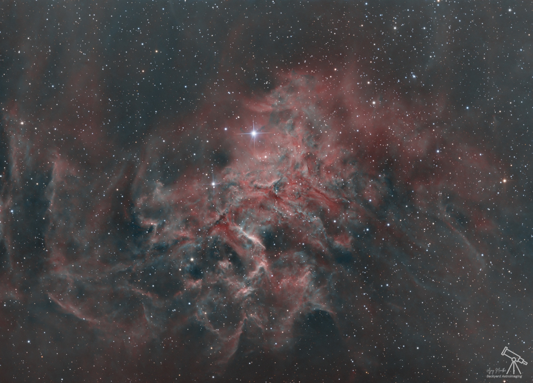 Stellar embers and ashes - Flaming star nebula IC405 in Auriga  