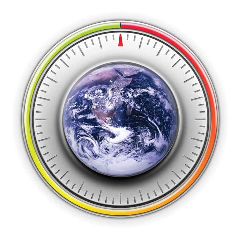 an earth surrounded by a circular thermostat