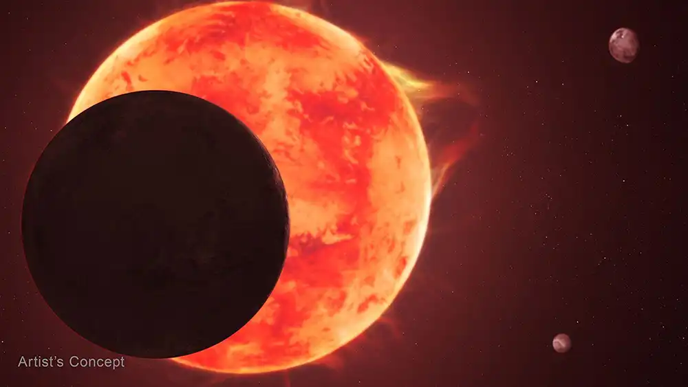 TRAPPIST-1d in silhouette in front of its parent star
