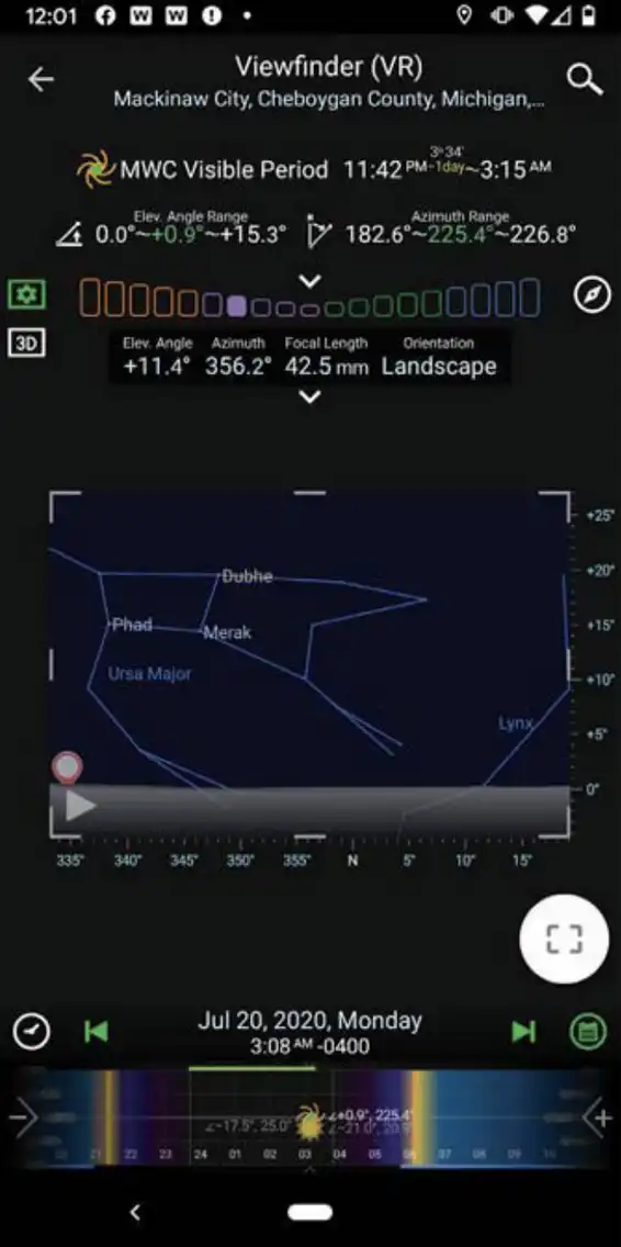screenshot of app to show bright stars