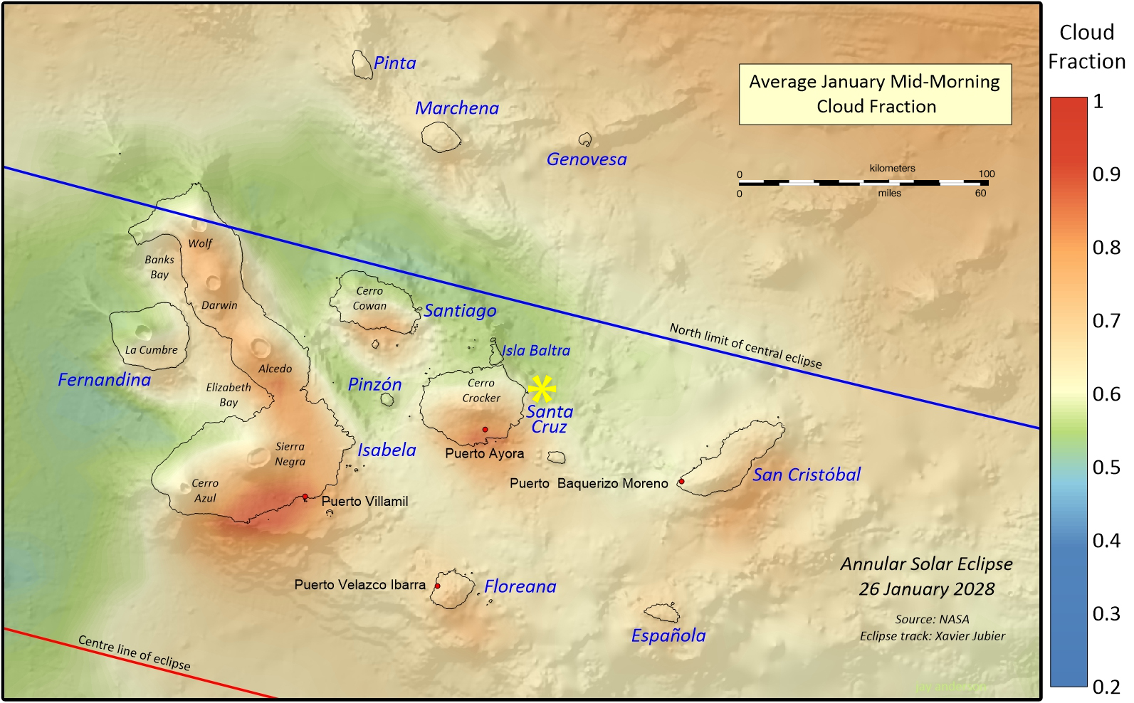 Galapagos cloud map with asterisk