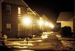 Harsh lights in residential neighborhood