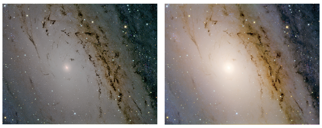 M31 Suppressed vs. Unsuppressed Brightness Astrophotography | Sky & Telescope