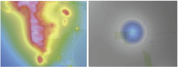 Light pollution map shows how dark two locations get