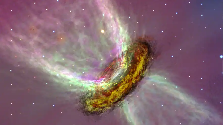 Artist's concept of disk wind, looks like exploding donut