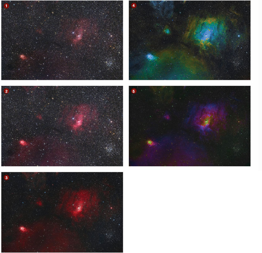 Examples of different palettes for an astro image
