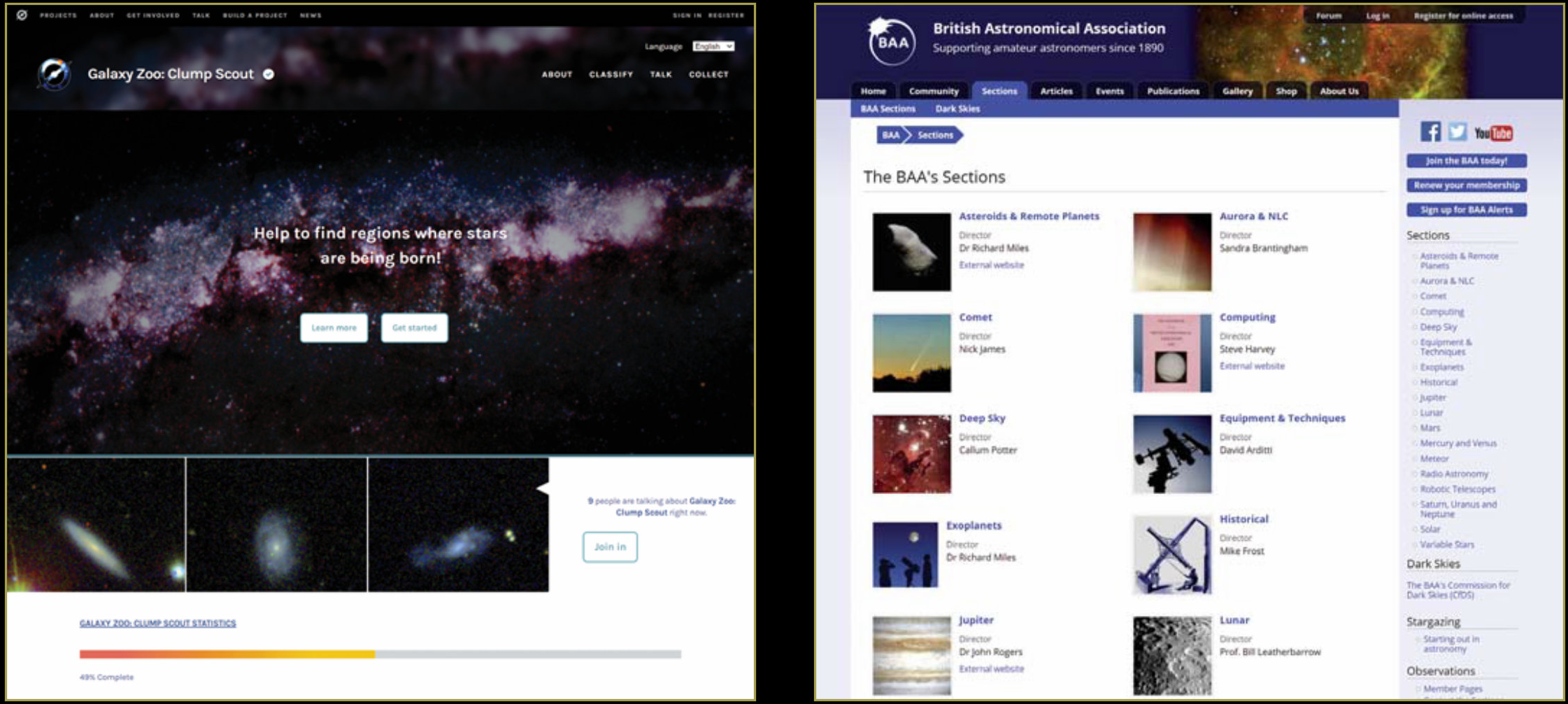 Galaxy Zoo; Association of Lunar & Planetary Observers (ALPO) and the British Astronomical Association (BAA) | Sky & Telescope