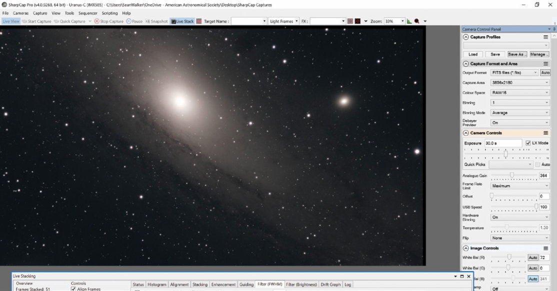 SharpCap’s Filter (FWHM) | Sky & Telescope