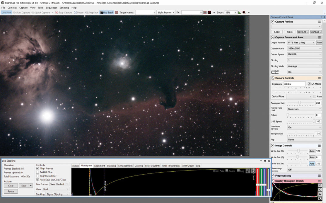 Live Stacking in SharpCap | Sky & Telescope