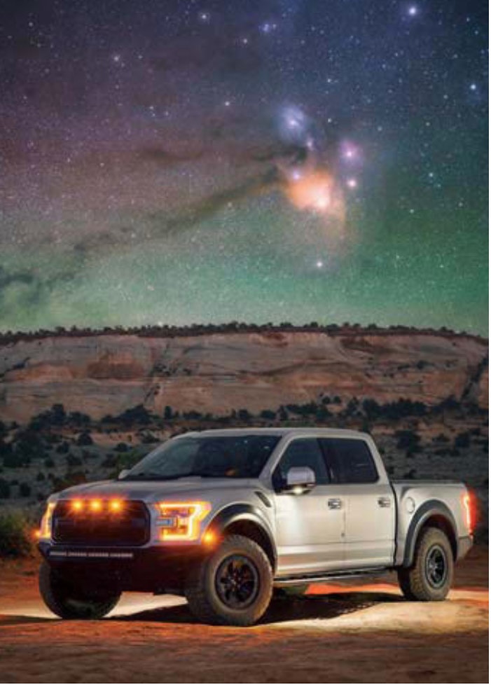 deep-sky object in the sky above a jeep