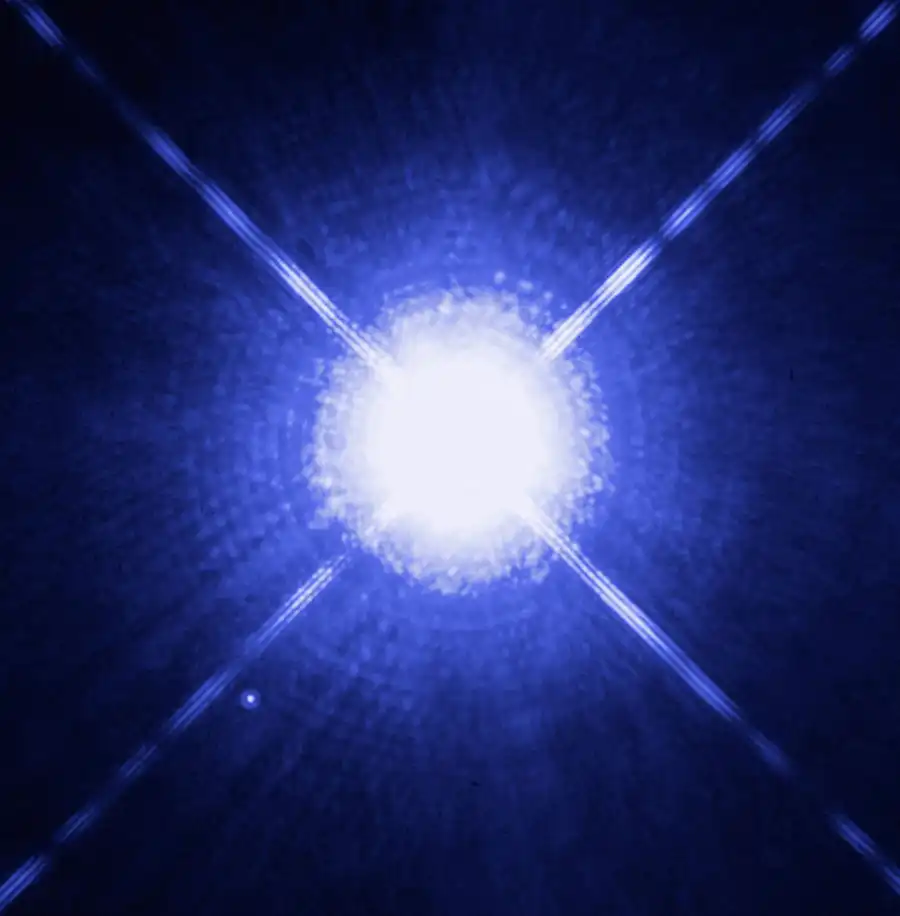 White dwarf companion pictured near Sirius A in Hubble photo