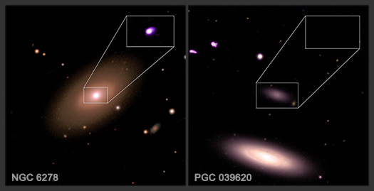 Two representative galaxies shown in visible and X-ray light