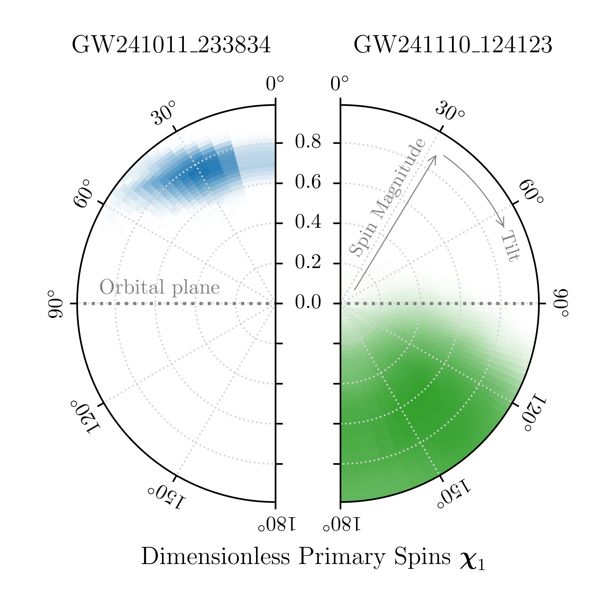 Diagram of black hole spin as a function of the spin's tilt