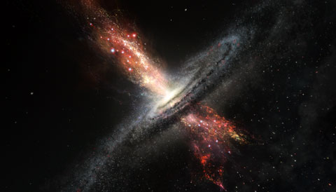 stars forming in galactic outflow