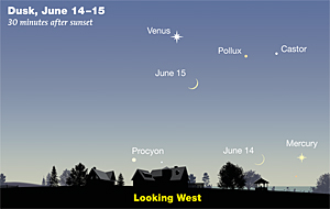 Venus and Gemini in mid-June